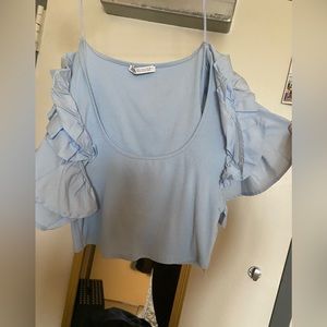 Zara crop, ruffle sleeve top